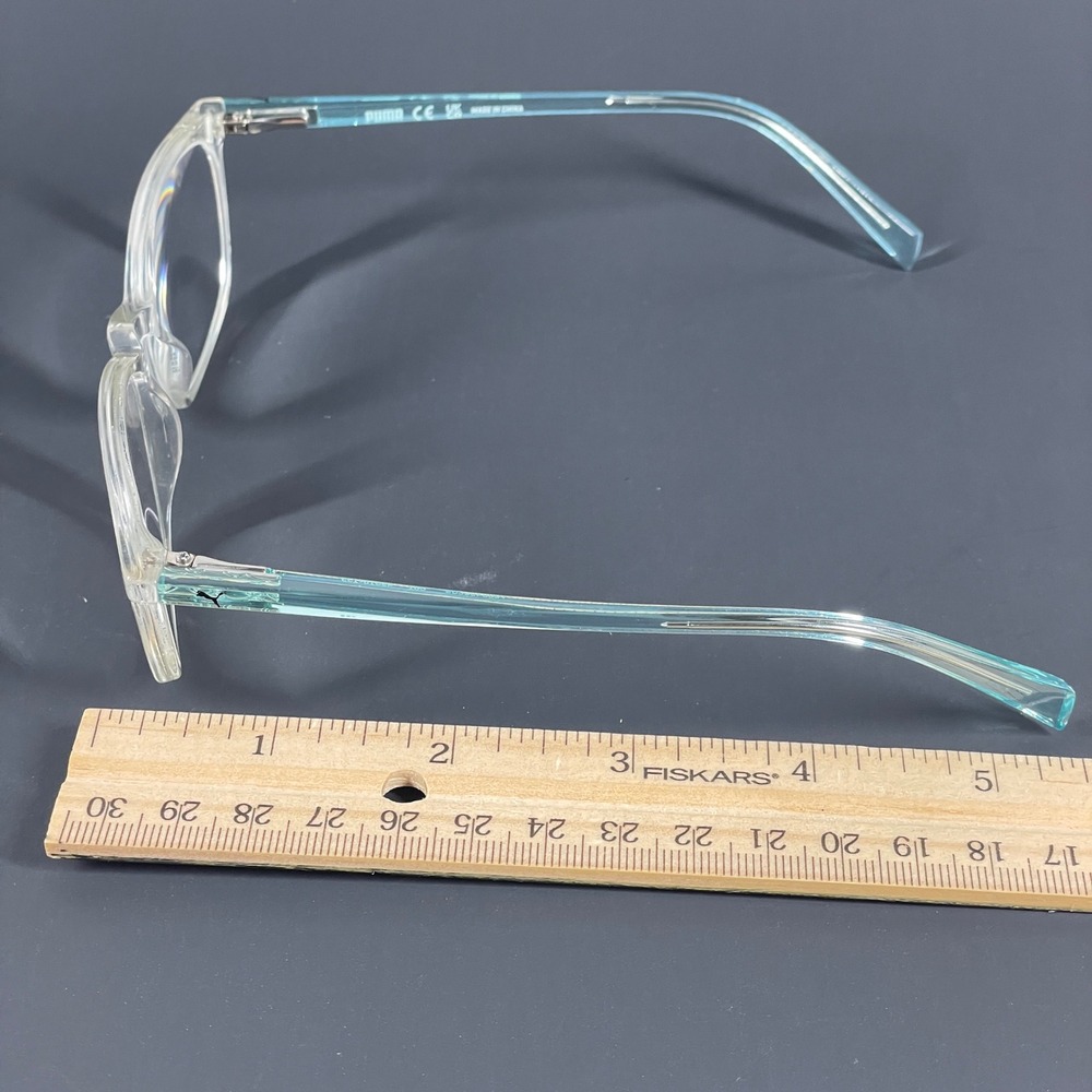Puma PJ0049OCOS 001 Clear Blue Square Eyeglasses Frames Unisex with Case - Picture 4 of 10